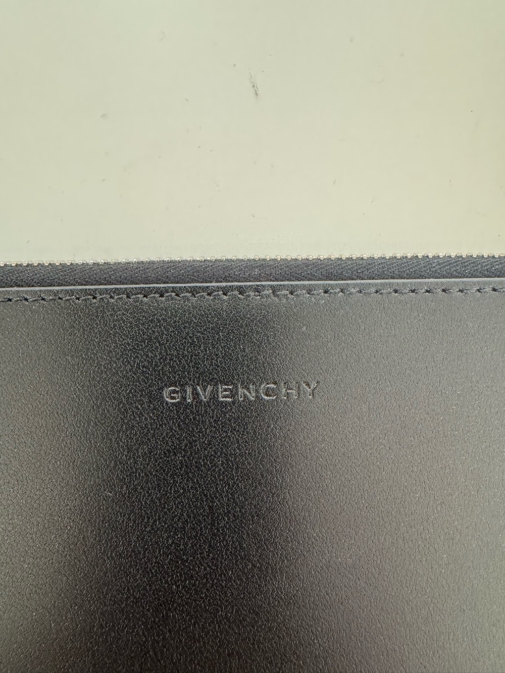 Givenchy Black Leather Flat Zip Pouch with Silver Hardware NWOT - Picture 3 of 7